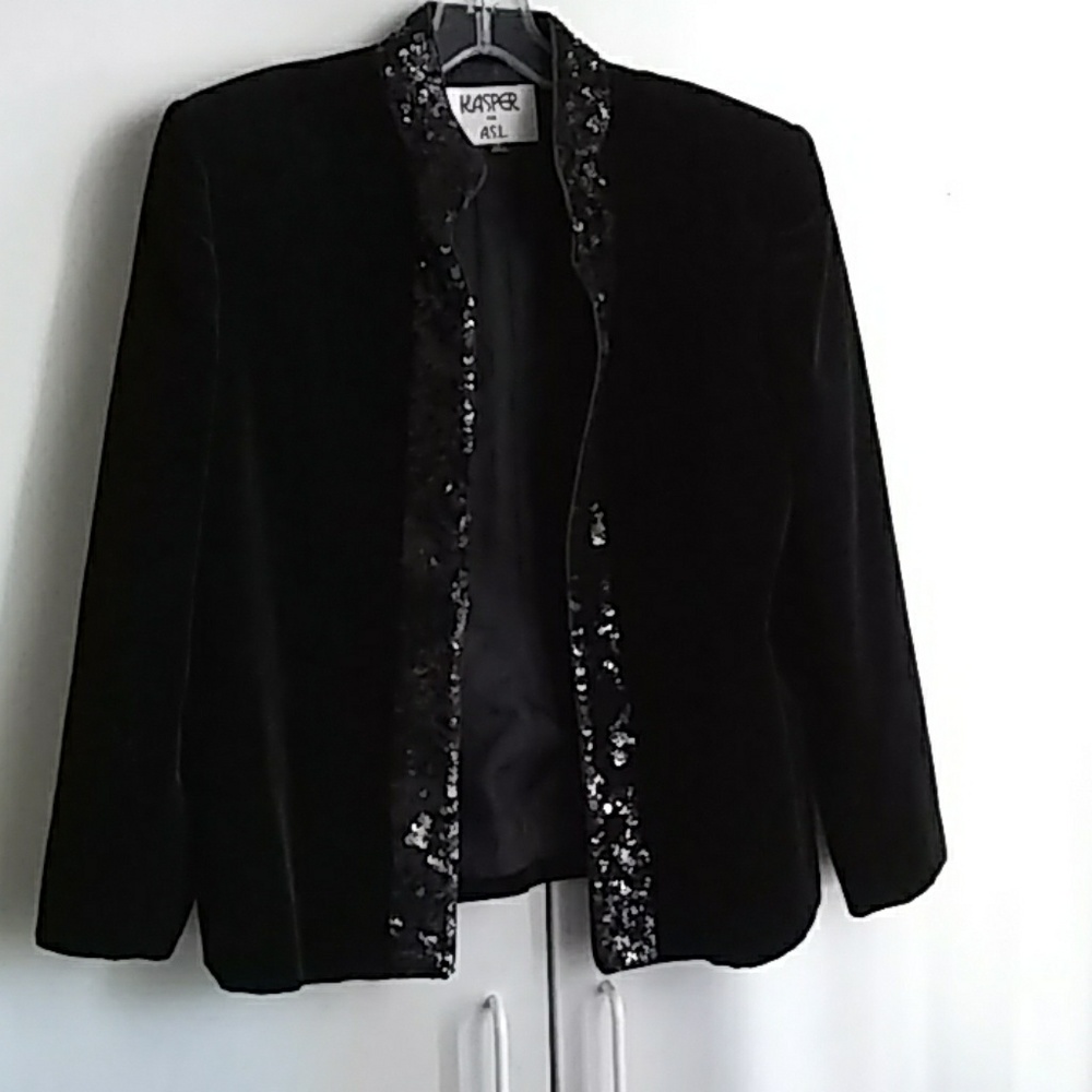 Kasper for A.S.L. velvet feel Black Jacket size 14